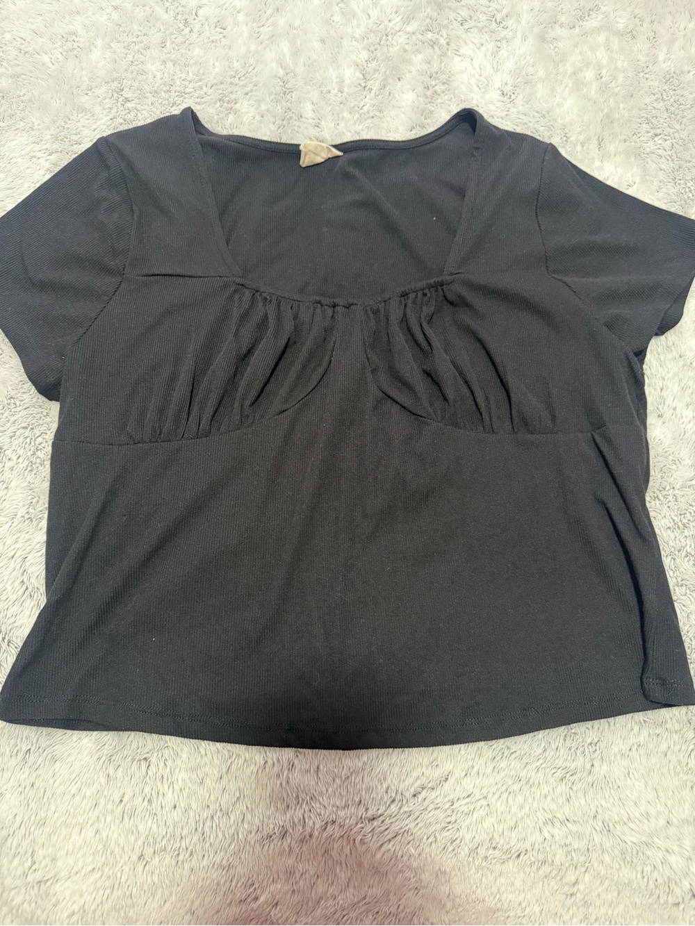 One Step Ahead Black Scoop Neck Gathered Bust Crop Top